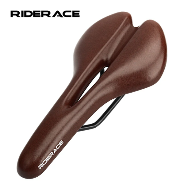 RIDERACE-sillín de bicicleta hueco para hombre y mujer, asiento de ciclismo suave de cuero PU, cómodo, con absorción de impacto, cojín para bicicleta de montaña y carretera