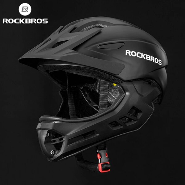 Casco de bicicleta ROCKBROS para niños, casco de ciclismo todoterreno de cara completa para bicicleta de montaña, gorras de seguridad deportivas transpirables en molde