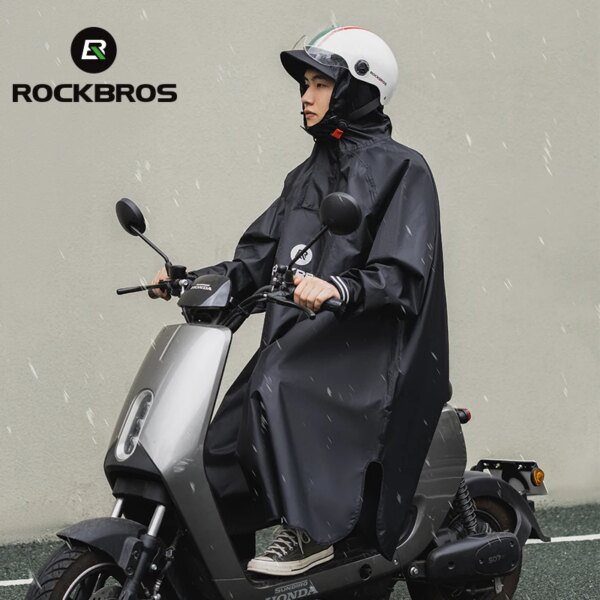 ROCKBROS-chubasquero para bicicleta, chaqueta para ciclismo, mochilas, Poncho, abrigo impermeable con visera con capucha, capa impermeable a prueba de viento para electromóvil