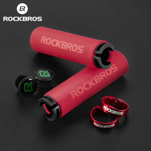 ROCKBROS-empuñaduras de engranaje para bicicleta de montaña, manillar de esponja de silicona, empuñaduras ultraligeras suaves, antideslizantes, amortiguadores