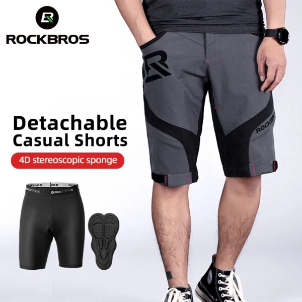 ROCKBROS-pantalones cortos de ciclismo transpirables y cómodos, pantalones cortos deportivos no integrados, cojín de ciclismo 4D, pantalones cortos con absorción de impacto para hombre y mujer