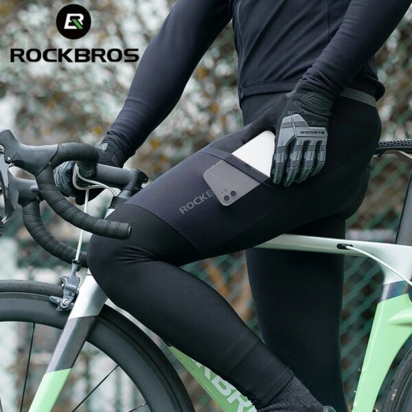 ROCKBROS-pantalones con tirantes de ciclismo para mantener el calor, pantalones térmicos para bicicleta de montaña, medias para bicicleta con almohadilla de Gel 3D, pantalones con tirantes para ciclismo