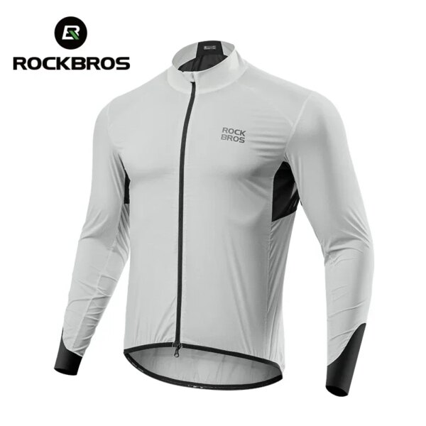 Chaquetas de ciclismo ligeras ROCKBROS cortavientos para bicicleta a prueba de viento chaqueta reflectante transpirable para correr abrigo para hombre con cremallera YKK