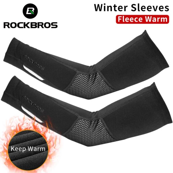 ROCKBROS-Mangas de brazo cálidas de lana para invierno, coderas deportivas transpirables, cubiertas de brazo para Fitness, ciclismo, correr, baloncesto, calentadores de brazo