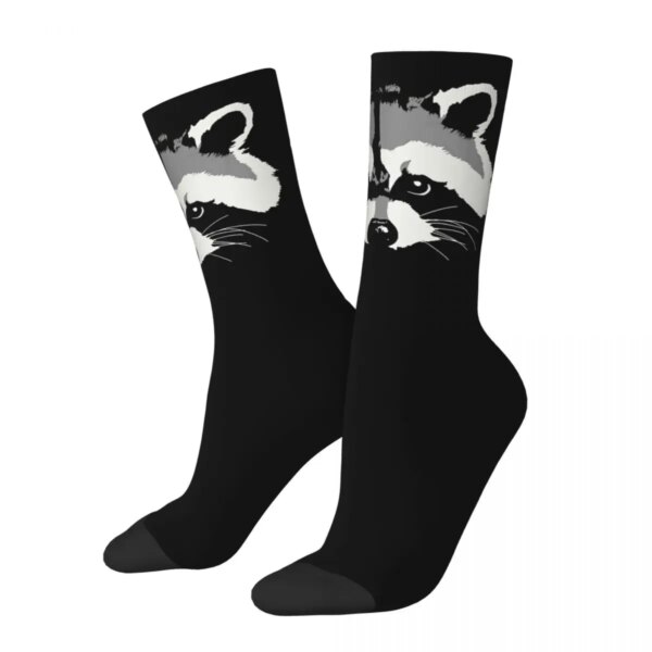 Calcetines con cara de mapache para hombre y mujer, medias de ciclismo, novedad, regalo para primavera, verano, otoño e invierno