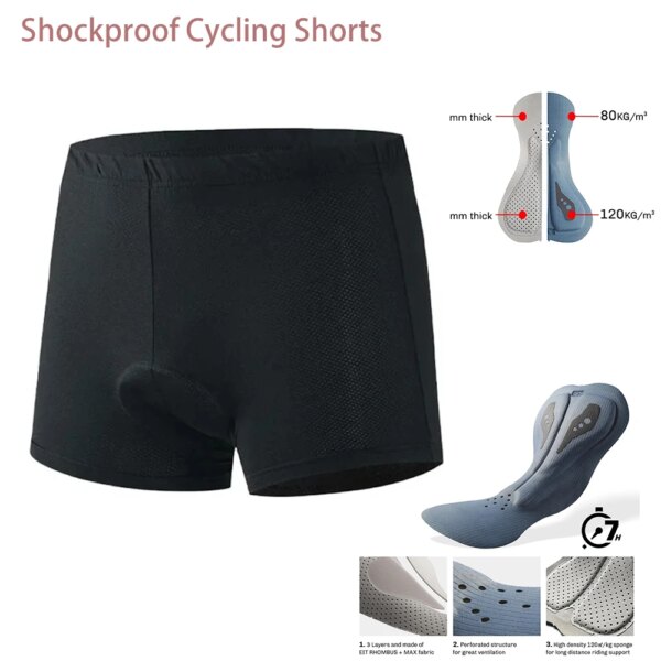 Raudax-pantalones cortos de ciclismo a prueba de golpes, calzoncillos ajustados Unisex para bicicleta, ropa interior cómoda para bicicleta, calzoncillos de esponja, cojín corto