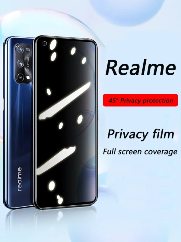 Realme 9 5G Protector de privacidad cubierta completa Realme 7 8 5G GT Neo Realme 8i Protector de pantalla antimirones vidrio templado