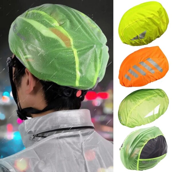 Cubierta reflectante para casco de bicicleta, cuerda elástica ajustada, impermeable, tela Oxford, seguridad, ultraligera, cubierta para lluvia