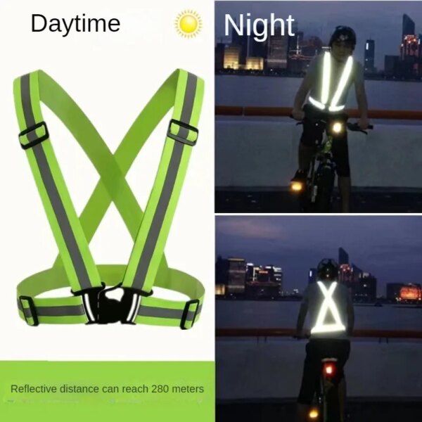 Chaleco elástico reflectante de seguridad ajustable, correas reflectantes, seguridad en el trabajo, correr, seguridad en ciclismo, chaleco reflectante para exteriores