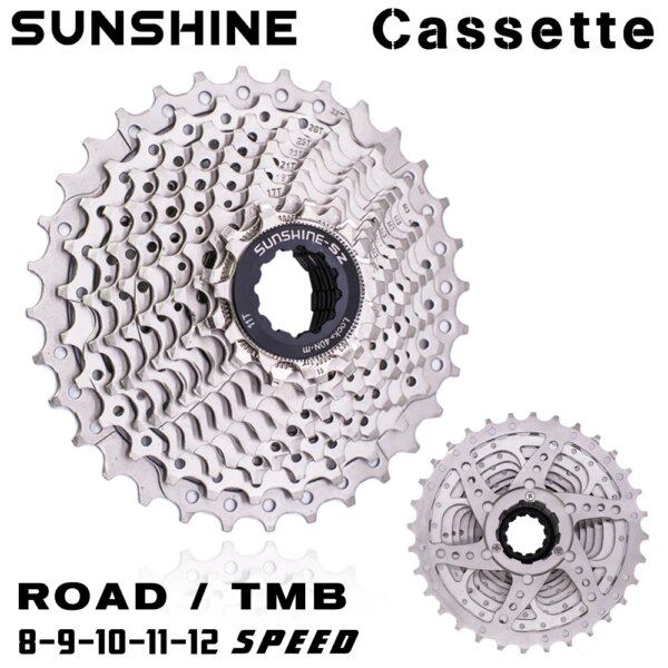 Cassette de bicicleta de carretera 9 10 11 12 velocidades piñón de aluminio Velocidade volante 25T 28T 30T 32T para bicicleta de grava SUNSHINE nuevo