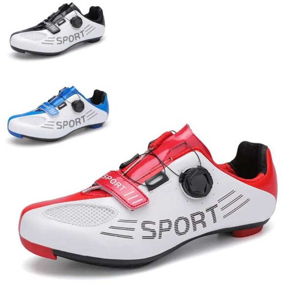 Zapatos de ciclismo de carretera con suela de goma para hombre y mujer, zapatillas deportivas de velocidad, calzado antideslizante