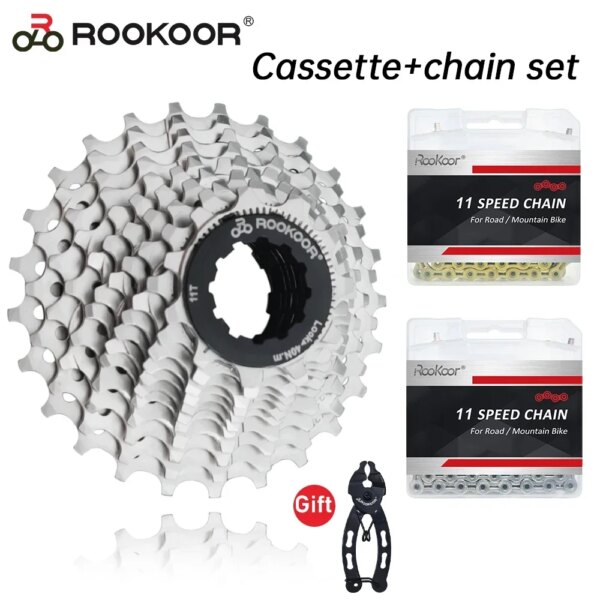 Rookoor bicicleta de carretera 11 velocidades Velocidade Roadbike Cassette SL juego de cadena piezas de bicicleta piñón libre 25T para Shimano o SRAM