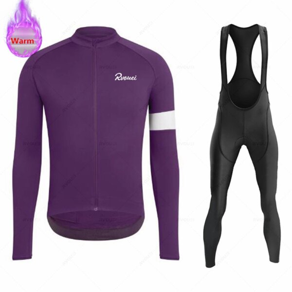 Rvouei-Conjunto de Jersey térmico de lana para Ciclismo, Ropa de manga larga para bicicleta de montaña, Maillot, novedad de invierno 2023