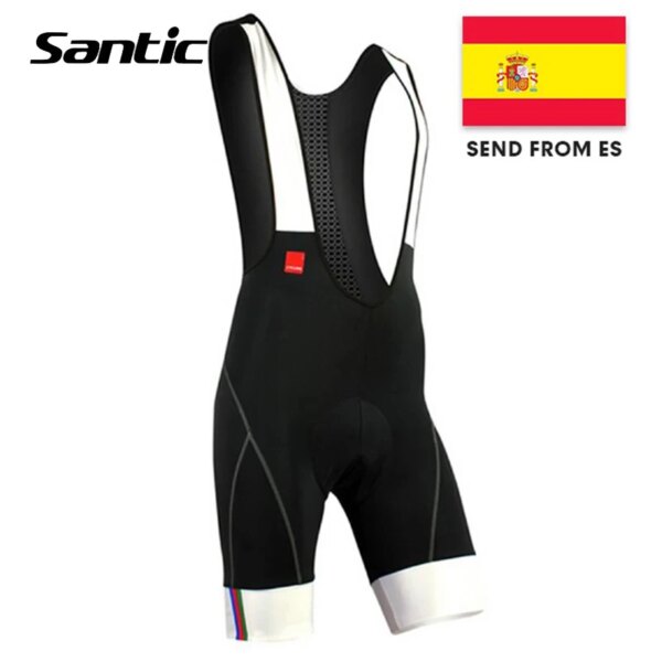 SANTIC C05031 Pantalones cortos con tirantes para ciclismo MTB para hombre, ropa fresca de Chinlon, tirantes ajustados y acolchados 3D para bicicleta, entrega desde España