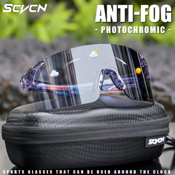 SCVCN-gafas de ciclismo antiniebla para hombre y mujer, lentes fotocromáticas para deportes, gafas de sol UV400 para bicicleta de montaña, pesca, senderismo