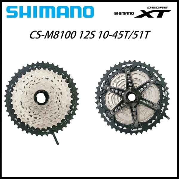 SHIMANO DEORE XT CS M8100 12 velocidades 12 S 10-51T 10-45T MTB bicicleta de montaña piñón de Cassette CS-M8100 piezas de bicicleta 12v