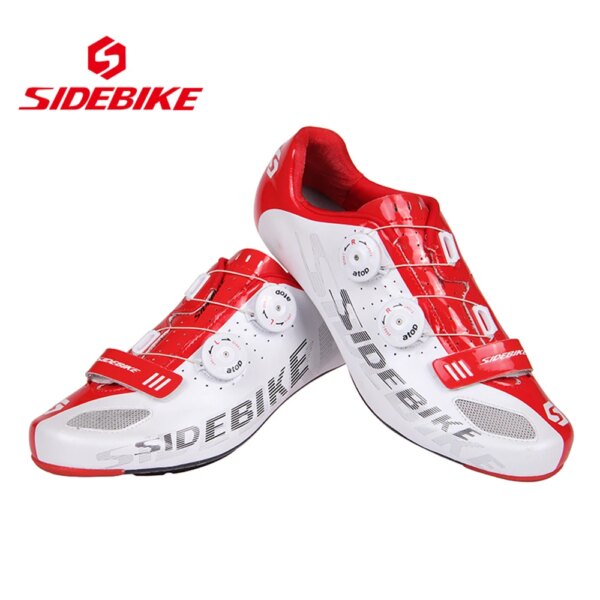 SIDEBIKE-suelas ligeras de fibra de carbono, zapatos de carreras para bicicleta de carretera, zapatillas de ciclismo profesionales con autosujeción