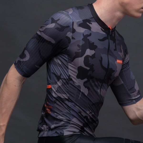 SPEXCEL 2019 nuevo Camouflag aero ciclismo Jersey manga corta carretera mtb ciclismo camisa aerodinámica tela de rayas en la manga y la espalda