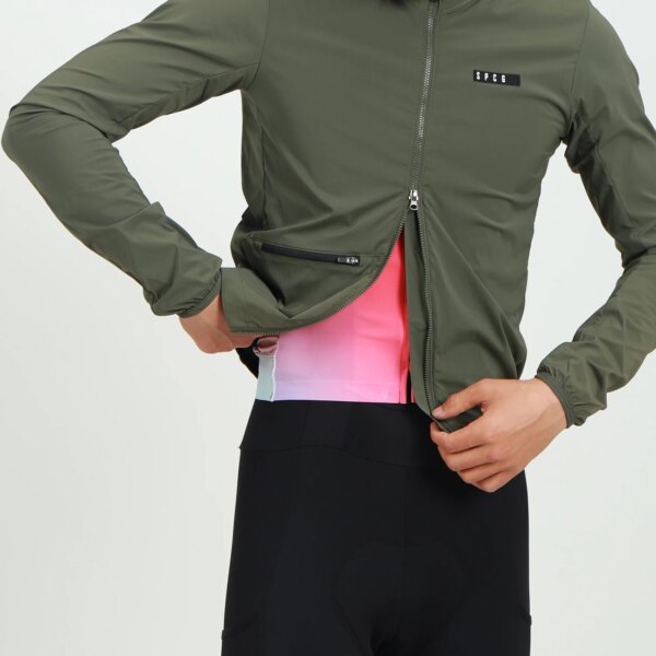SPEXCEL PERFORMANCE Nueva temporada Chaqueta de ciclismo súper ligera a prueba de viento Chaqueta cortavientos para bicicleta Tela elástica con bolsillo con cremallera
