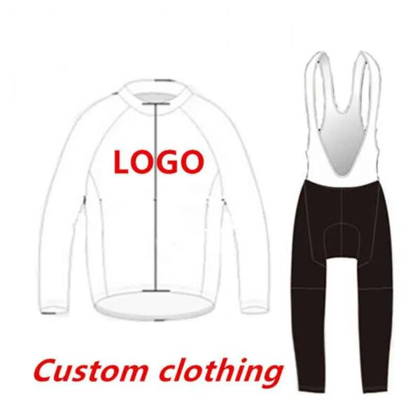 PRIMAVERA VERANO PERSONALIZADO CUALQUIER EQUIPO Ciclismo Jersey Ropa de bicicleta de manga larga con pantalones con pechera Ropa Ciclismo