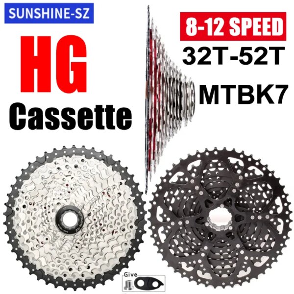 SUNSHINE-Cassette para bicicleta de montaña, 12 velocidades, HG K7, 11V, piñón libre para bicicleta de carretera/MTB, piezas de bicicleta de montaña Shimano/SRAM