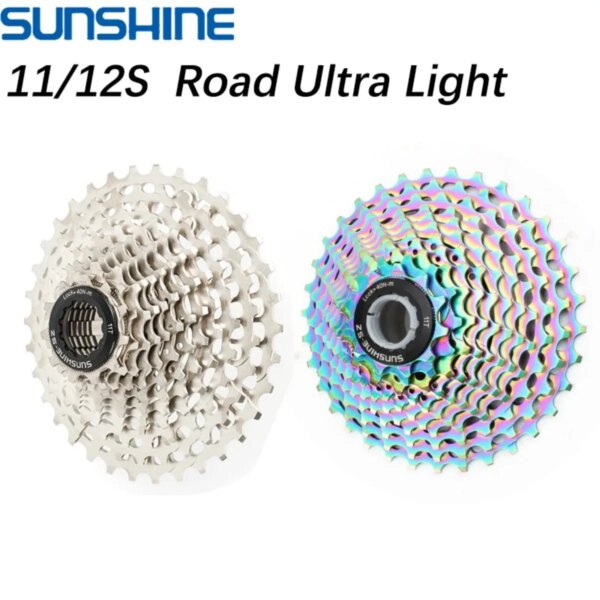 SUNSHINE-cassette de bicicleta de carretera, rueda libre, ultraligero, 11s, 12s, uni-body, tecnología hueca, 11, 12 velocidades, 11v, 12v, EL piñón oilslick