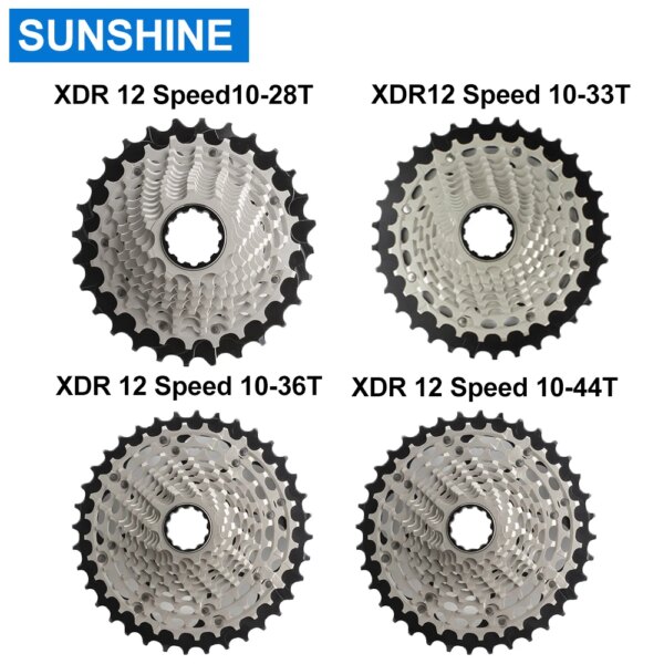 SUNSHINE XDR Cassette de 12 velocidades 12 S piñón de bicicleta 10-28T 10-33T 10-36T 10-44T CNC rueda libre de acero ultraligero K7 para bicicleta de carretera