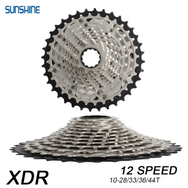 SUNSHINE XDR Cassette de 12 velocidades 12 s piñón de bicicleta 10-28/33/36/44T CNC rueda libre de bicicleta de acero ultraligero K7 12v para bicicleta de carretera