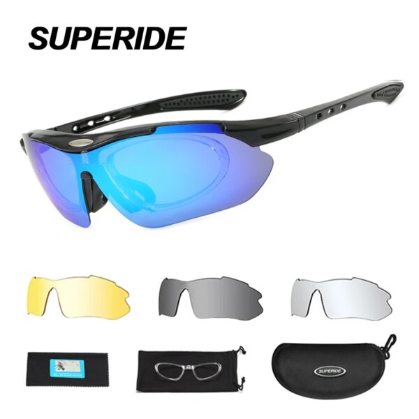 SUPERIDE gafas de sol polarizadas para correr y ciclismo, 4 lentes UV400, gafas para bicicleta de montaña o de carretera, para pesca al aire libre, senderismo y escalada