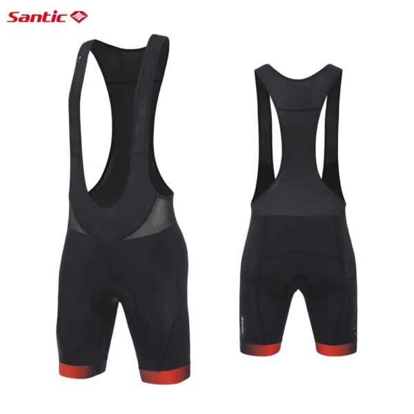 Santic-pantalones cortos con pechera para ciclismo para hombre, pantalones cortos transpirables para ciclismo de montaña, pantalones cortos con pechera para ciclismo de carretera, cómodos y elásticos