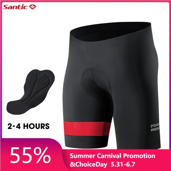 Santic-pantalones cortos de ciclismo para hombre, Shorts de verano, Coolmax 4D Pad, a prueba de golpes, MTB, ajustados, reflectantes