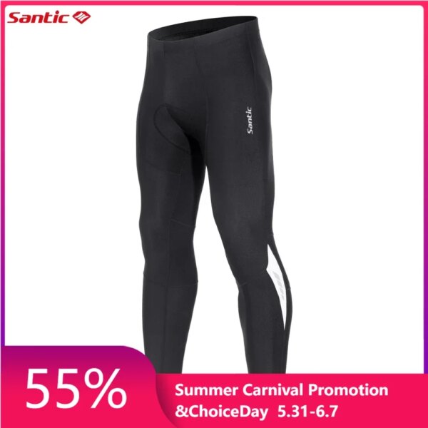 Santic-pantalones de ciclismo de invierno para hombre, pantalones de lana para mantener el calor, pantalones de ciclismo para bicicleta de montaña, cojín de esponja KM2C04150H