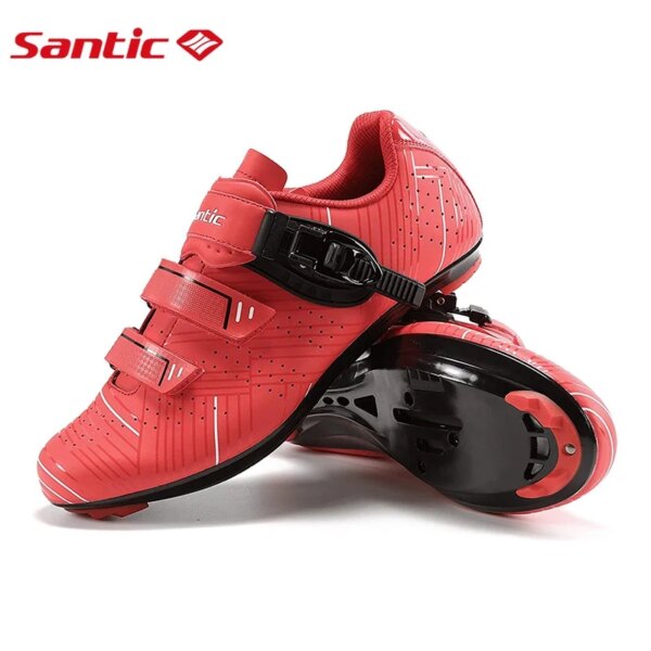 Santic Zapatos de bicicleta para hombre, suela de nailon, transpirables, zapatos de bicicleta de carretera, zapatos deportivos profesionales con bloqueo