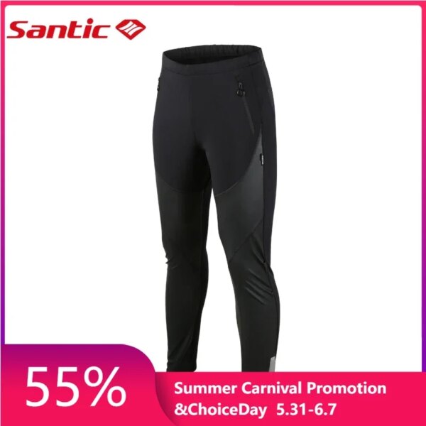 Pantalones de ciclismo Santic de invierno para hombre, pantalones de ciclismo informales a prueba de viento, mantienen el calor M7C04093