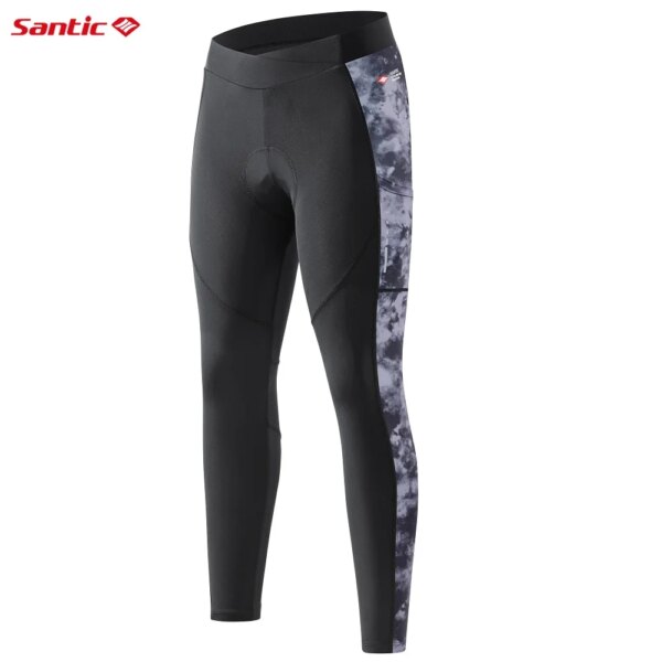 Santic Pantalones largos de ciclismo para mujer, mallas para bicicleta con malla transpirable, mallas reflectantes para ciclismo de montaña, pantalones deportivos