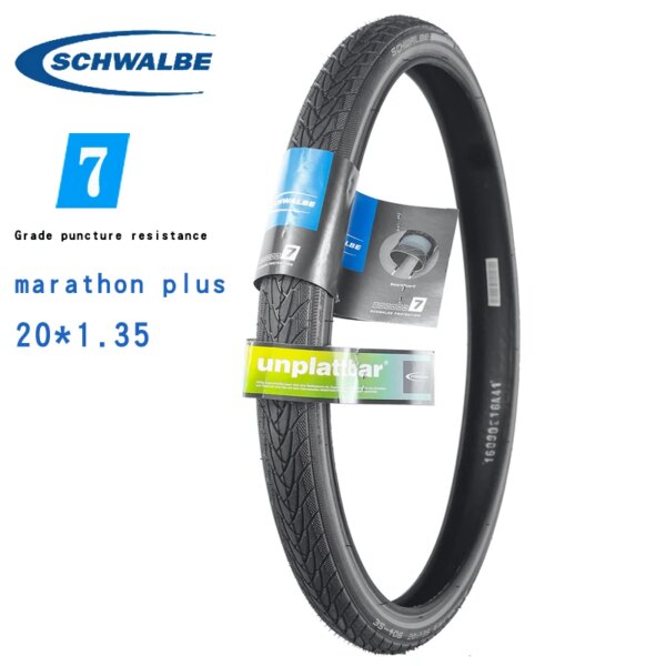 Schwalbe-neumático de bicicleta MARATHON Plus 35-406, 20x1,35, alambre de acero, antipinchazos, color negro, reflectante, listo para bicicleta eléctrica, 25Km