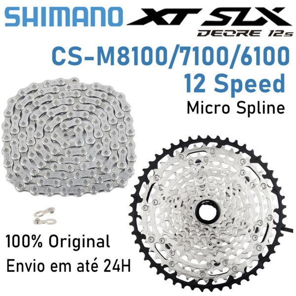 Shimano XT SLX Deore 12S Cassette M8100 M7100 M6100 cadena 12 velocidades K7 MS piñón 10-51T trinquete de bicicleta de montaña 12V pieza de bicicleta