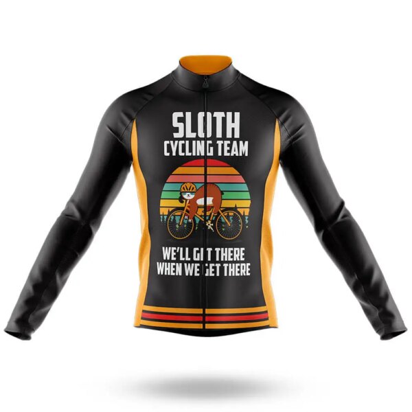 Sloth Bike Team 2023 Camisetas de ciclismo de manga larga para hombre Primavera/otoño ropa de ciclismo MTB transpirable camiseta de carreras para bicicleta de montaña