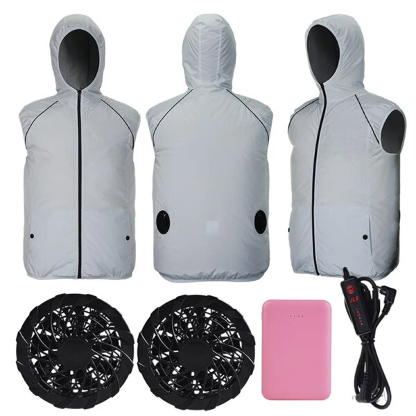 Traje de aire acondicionado USB de refrigeración inteligente de 3 velocidades con ventilador protección UV ropa de pesca deporte de verano chaleco al aire libre chaqueta de Camping