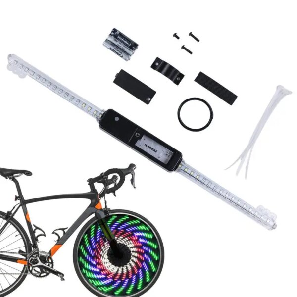 Luces de radios para bicicletas, 64 luces LED para rueda de bicicleta, luz para neumático de bicicleta con 30 Uds. De patrones de cambio, luces para llanta de bicicleta