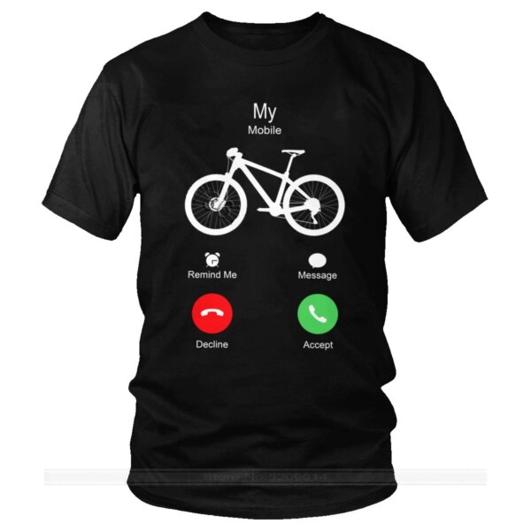 Verano divertido mi móvil MTB está llamando a montar camisa de manga corta amante de la bicicleta de montaña camiseta ciclismo camiseta regalo ropa