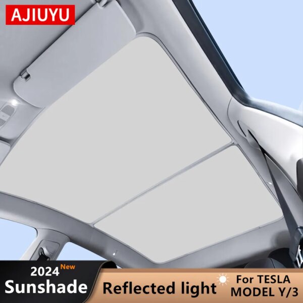 Parasoles para Tesla Model Y 3, techo solar Highland 2024, nueva luz reflejada 2021-23, hebilla de tela, accesorio para tragaluz de cristal solar