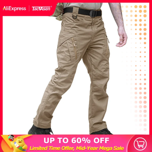 TACVASEN, pantalones tácticos con bolsillos y cremallera, ropa de Safari, pantalones Cargo para exteriores para hombre, pantalones de combate para senderismo, pantalones de trabajo Ripstops para hombre