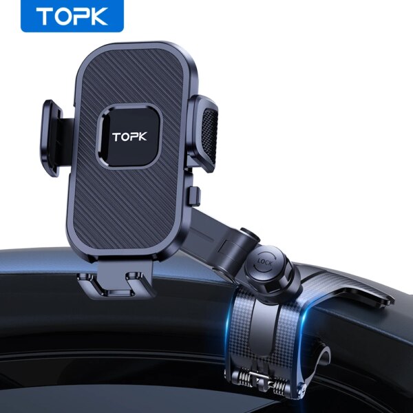 TOPK-soporte Universal para teléfono de coche, tablero de instrumentos, montaje de Clip fácil, soporte de pantalla GPS, soporte de teléfono móvil para iPhone, Samsung y Xiaomi