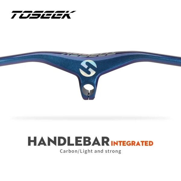 TOSEEK MTB manillar integrado vástago-17 grados fibra de carbono bicicleta montaña manillar piezas deslumbrante azul a púrpura brillante