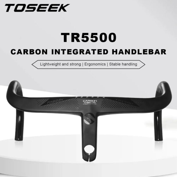 TOSEEK TR5500 bicicleta de carretera vástago de fibra de carbono integrado manillar de bicicleta ultraligero 28,6mm accesorios de piezas de ciclismo