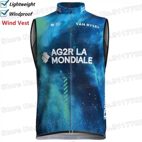 Equipo Ag2r 2024 chaleco de ciclismo a prueba de viento para hombres, chaleco de viento, Jersey de Ciclismo de Carretera sin mangas, rompevientos para bicicleta, ropa para bicicleta, uniforme MTB