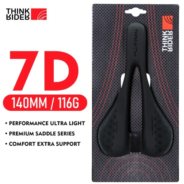 ThinkRider-sillín ultraligero de fibra de carbono para hombre, asiento de bicicleta de carretera ondulado, asiento de carreras vtt sin alfombrilla para asiento de ciclismo