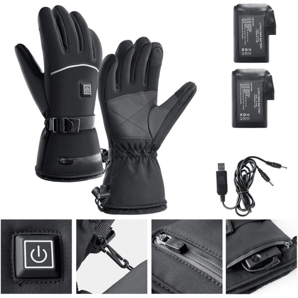 Guantes Térmicos Térmicos con Pantalla Táctil Guantes Térmicos Eléctricos con Batería Guantes Calentadores de Manos Impermeables para Escalada Senderismo Ciclismo