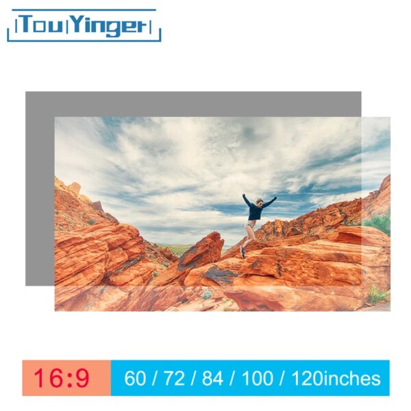 Pantalla de proyector reflectante Touyinger 16:9 de alto brillo 60 72 84 100 120 130 pulgadas pantalla de tela para Espon BenQ XGIMI